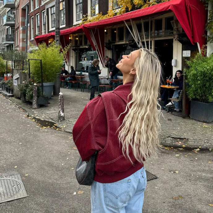 FAYE | RODE LEREN JAS