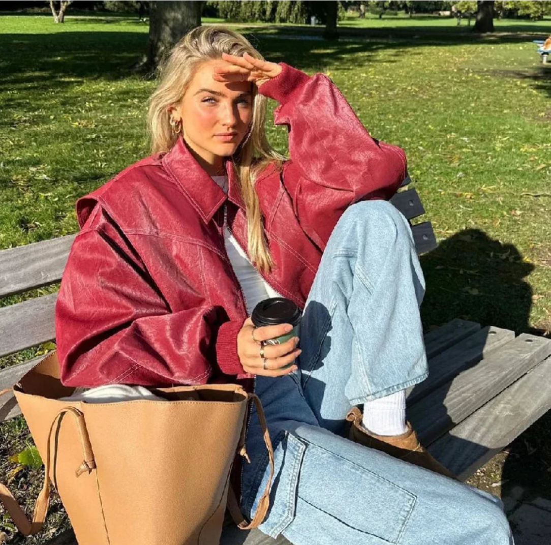 FAYE | RODE LEREN JAS